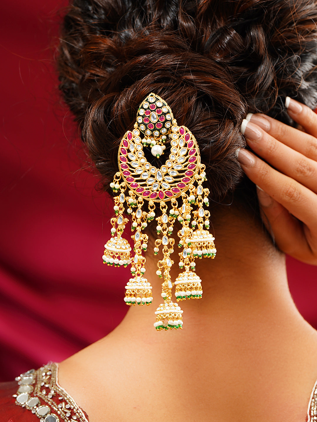 【Rubans】 Gold Plated Kundan Crescent Hair Accessories｜ゴールドメッキ クンダン クレセント ヘアアクセサリー
