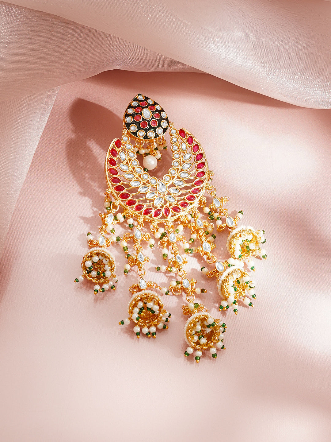 【Rubans】 Gold Plated Kundan Crescent Hair Accessories｜ゴールドメッキ クンダン クレセント ヘアアクセサリー