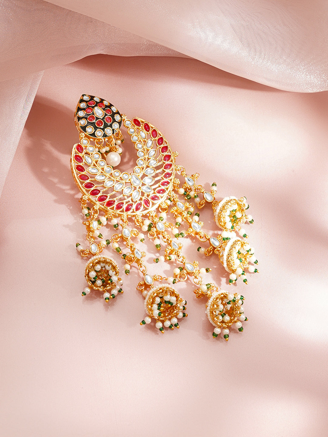 【Rubans】 Gold Plated Kundan Crescent Hair Accessories｜ゴールドメッキ クンダン クレセント ヘアアクセサリー