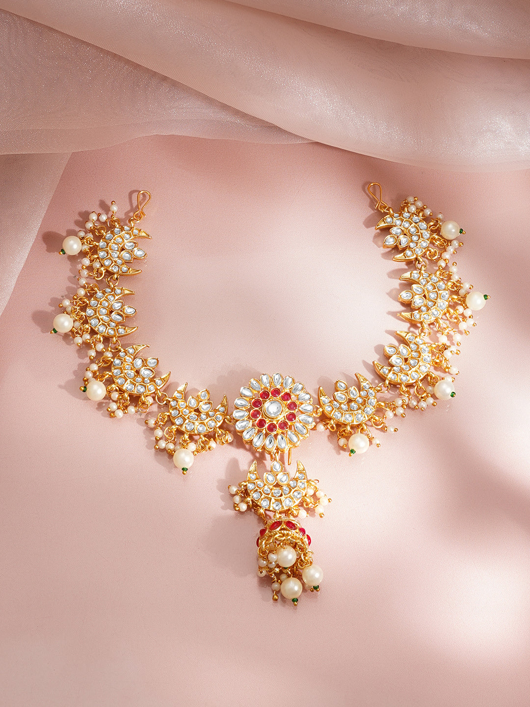 【Rubans】 Gold Plated Floral Kundan Hair Accessories｜ゴールドメッキ フローラル クンダン ヘアアクセサリー