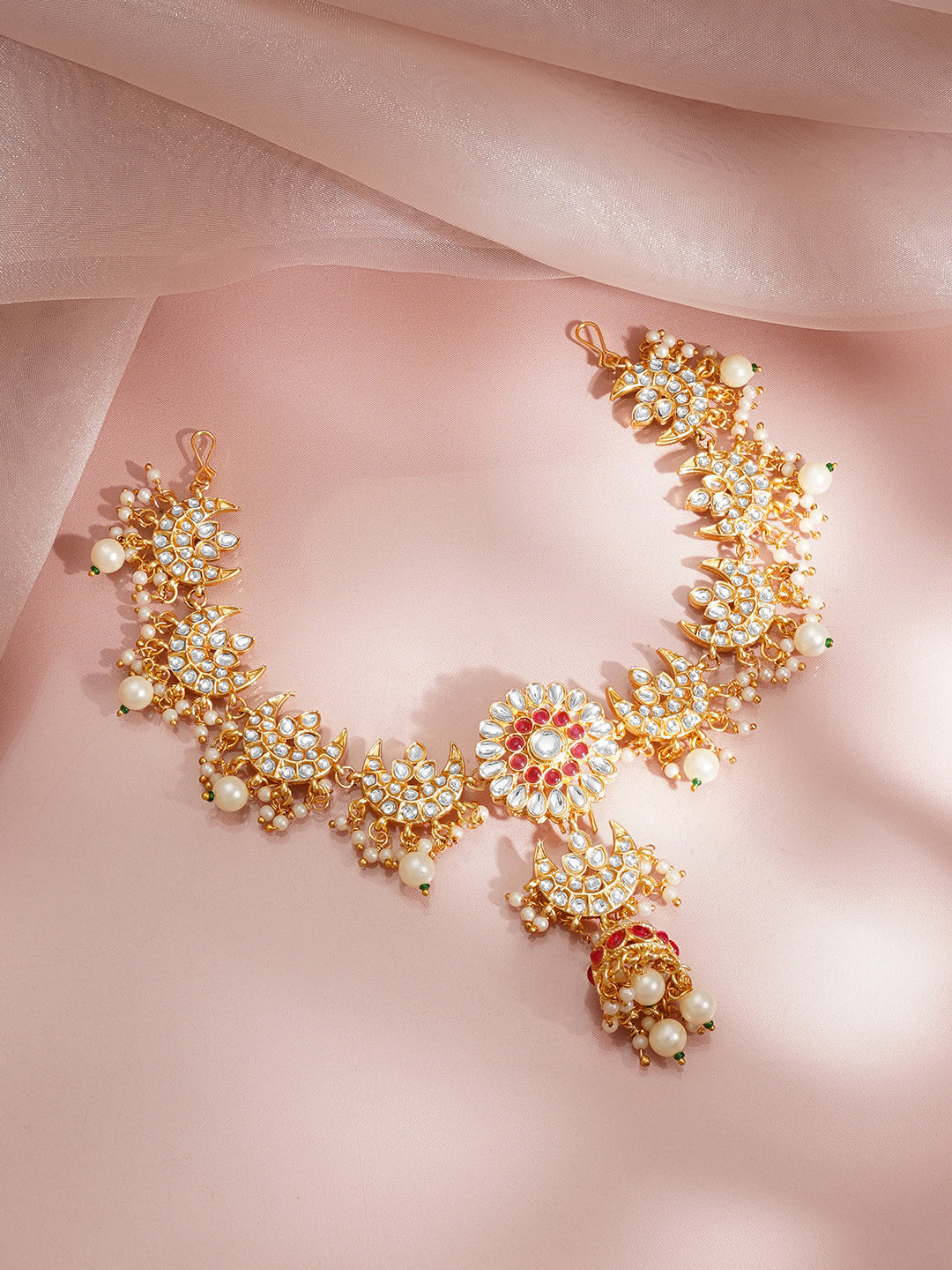 【Rubans】 Gold Plated Floral Kundan Hair Accessories｜ゴールドメッキ フローラル クンダン ヘアアクセサリー