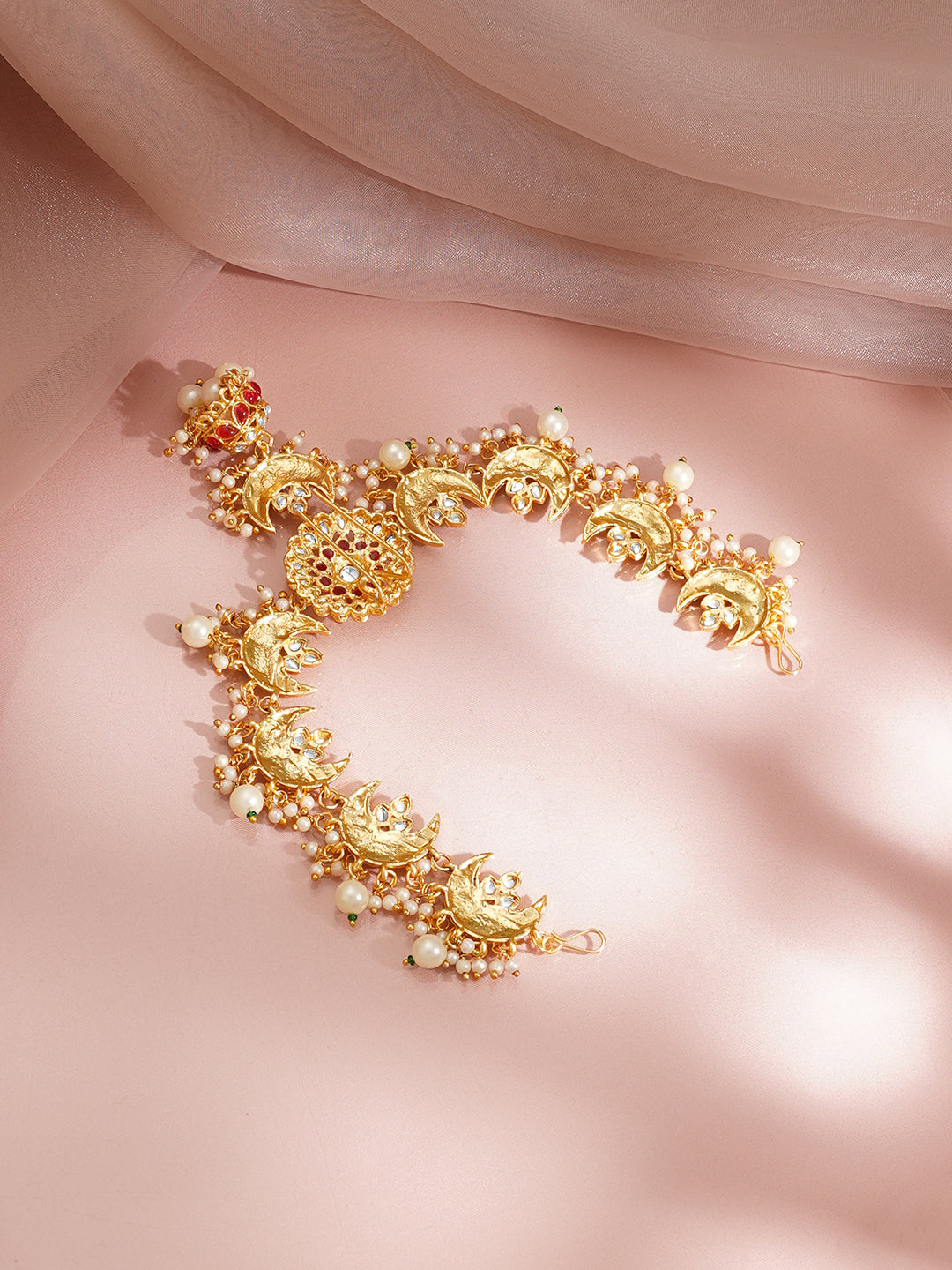 【Rubans】 Gold Plated Floral Kundan Hair Accessories｜ゴールドメッキ フローラル クンダン ヘアアクセサリー