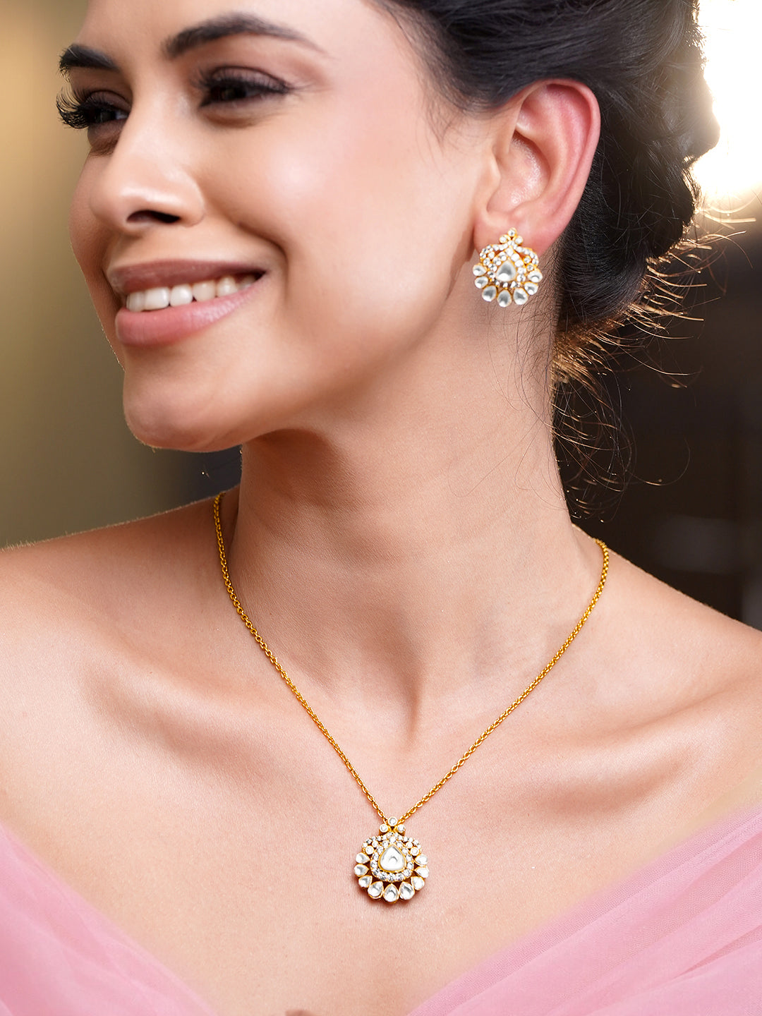 Radiant Kundan Glow Pendant Set フリーサイズ