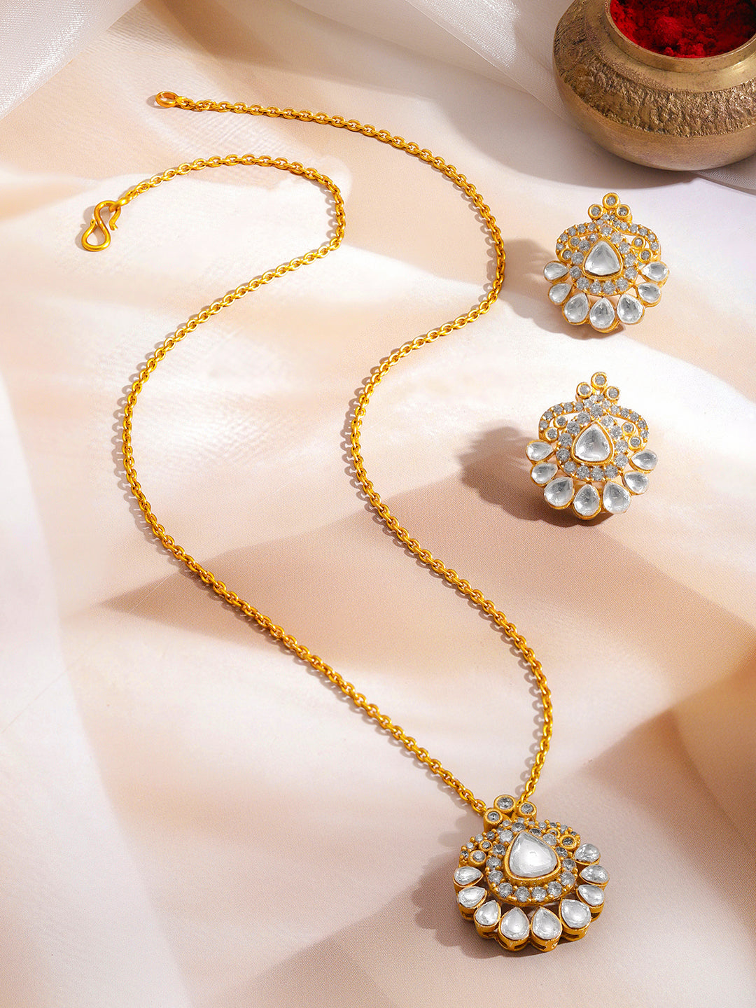 Radiant Kundan Glow Pendant Set フリーサイズ