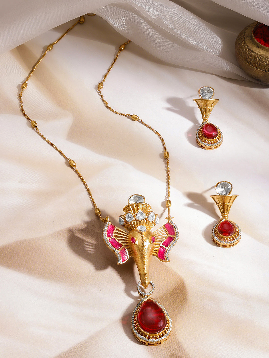 Divine Glow Ganesha Pendant Set フリーサイズ