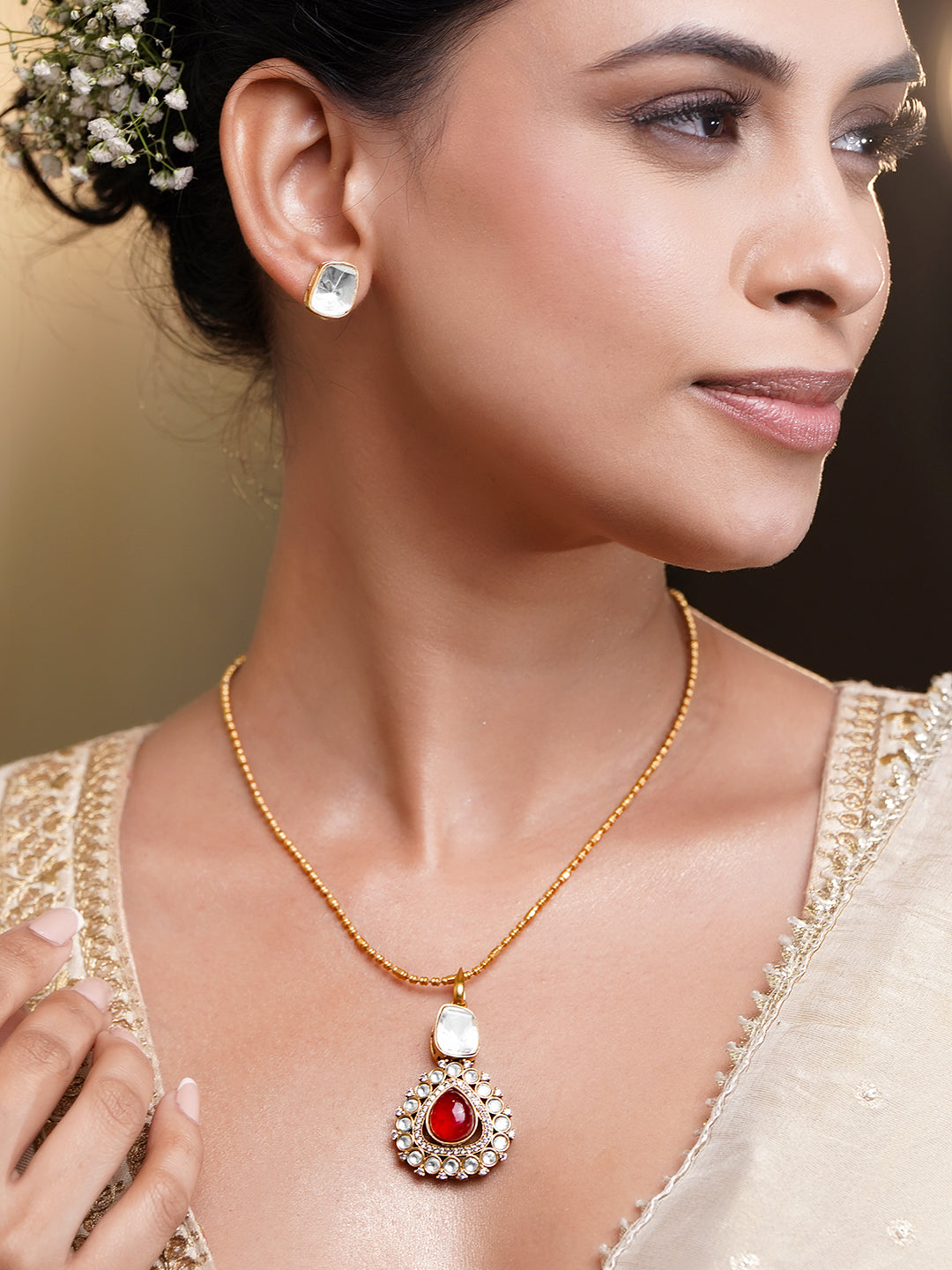 Radiant Ruby Sparkle Pendant Set フリーサイズ