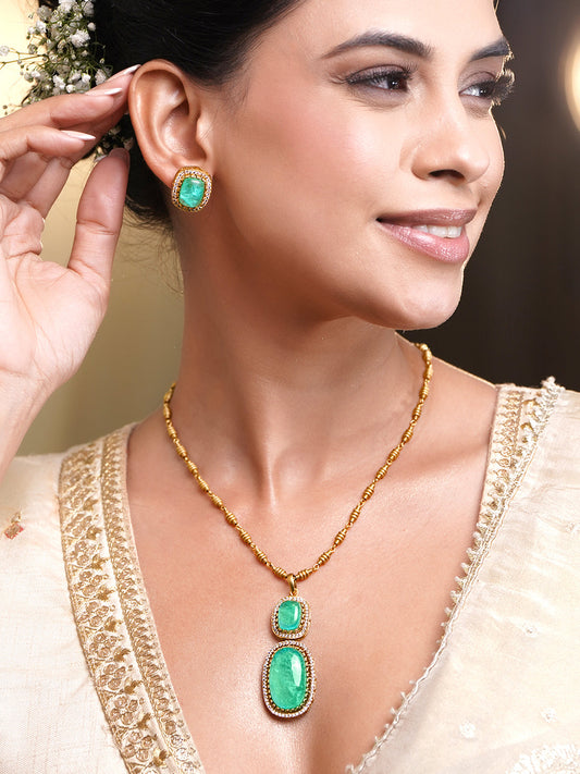 Luxe Emerald Statement Pendant Set フリーサイズ