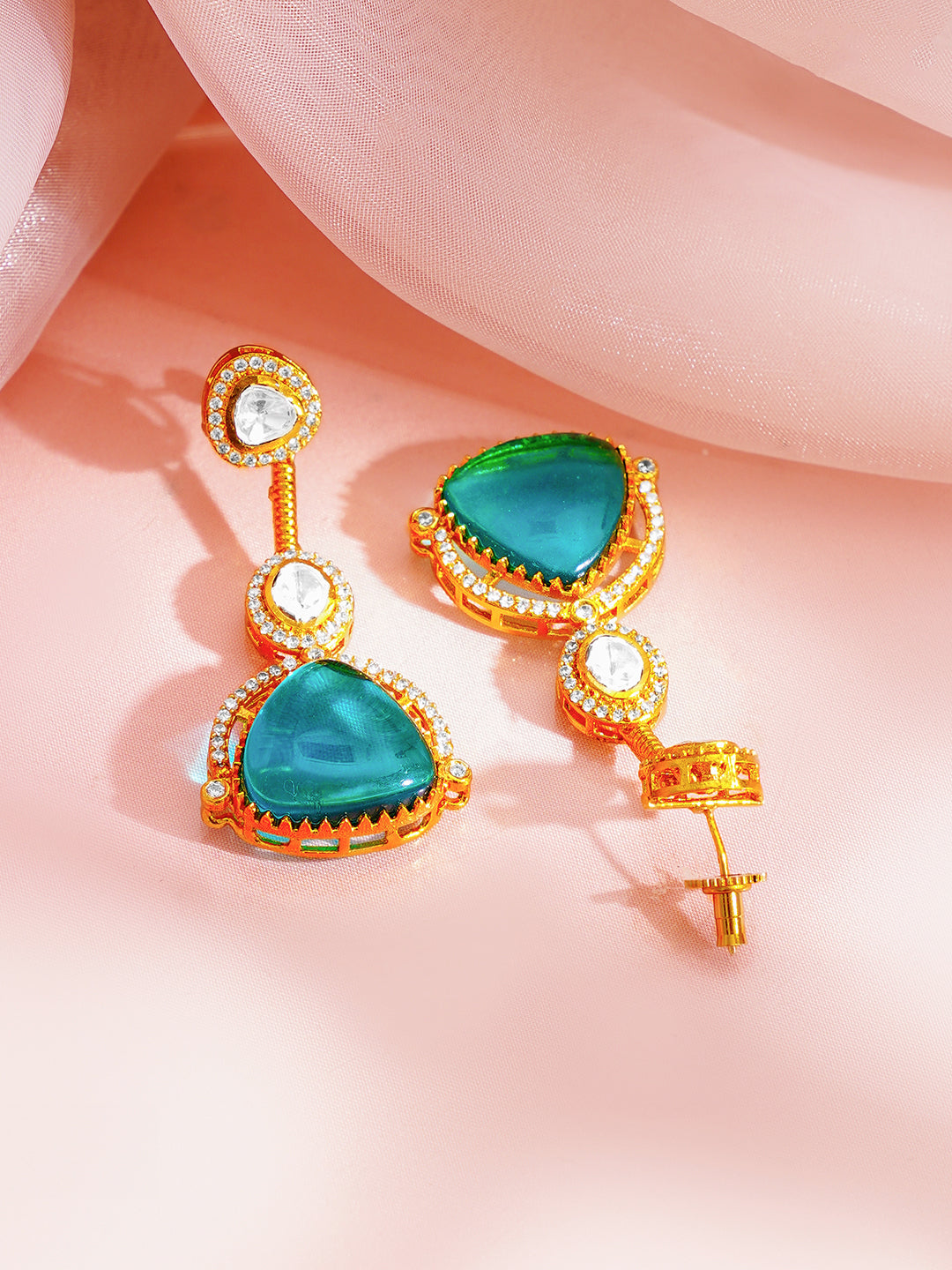 Kundan Teal Drop Luxe Necklace Set フリーサイズ
