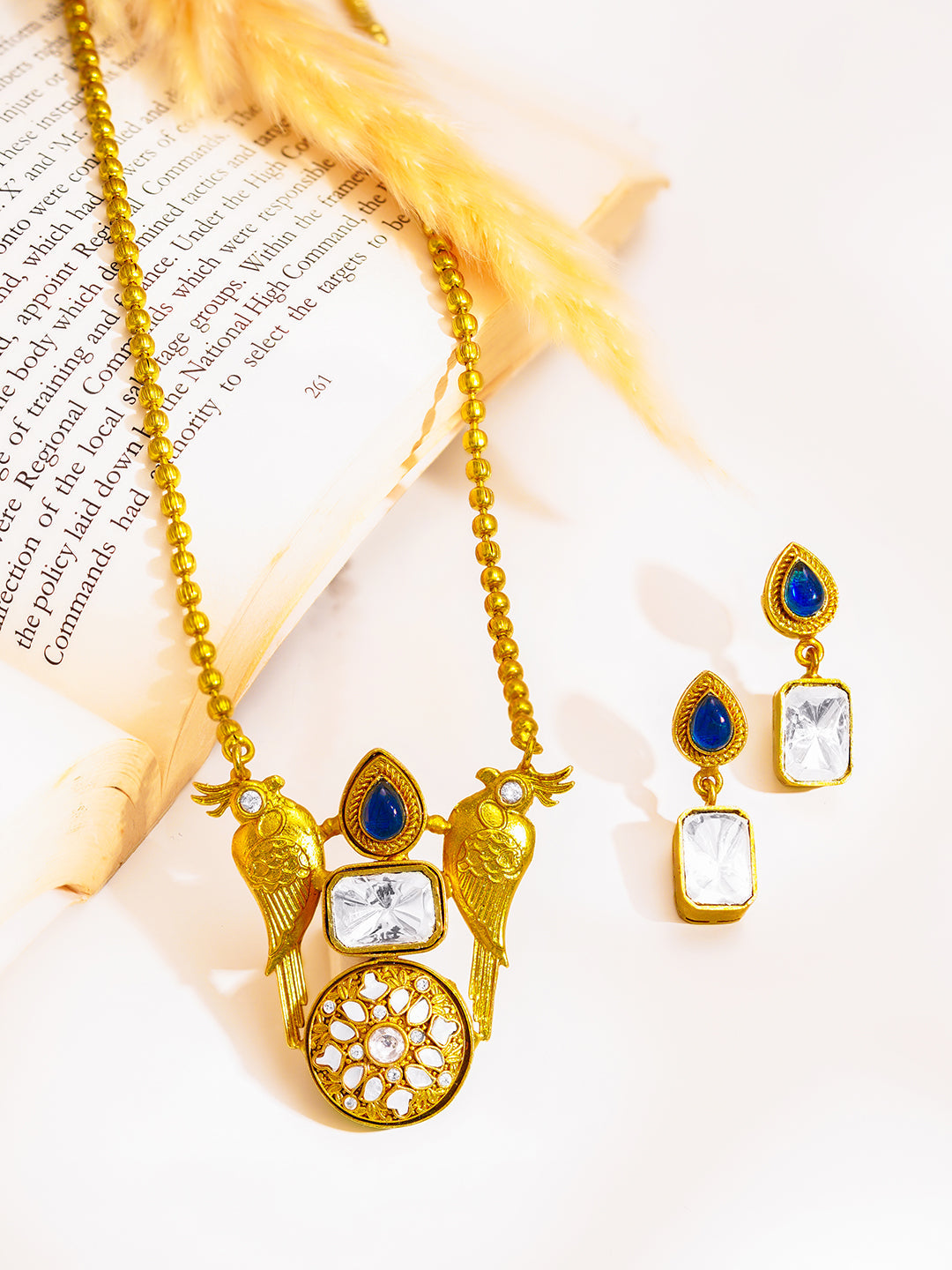 Antique Gold Bird Motif Pendant Set フリーサイズ