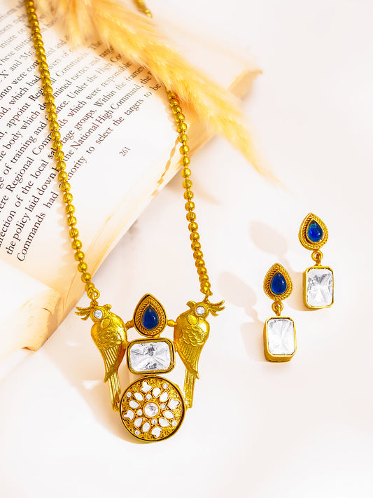 Antique Gold Bird Motif Pendant Set フリーサイズ