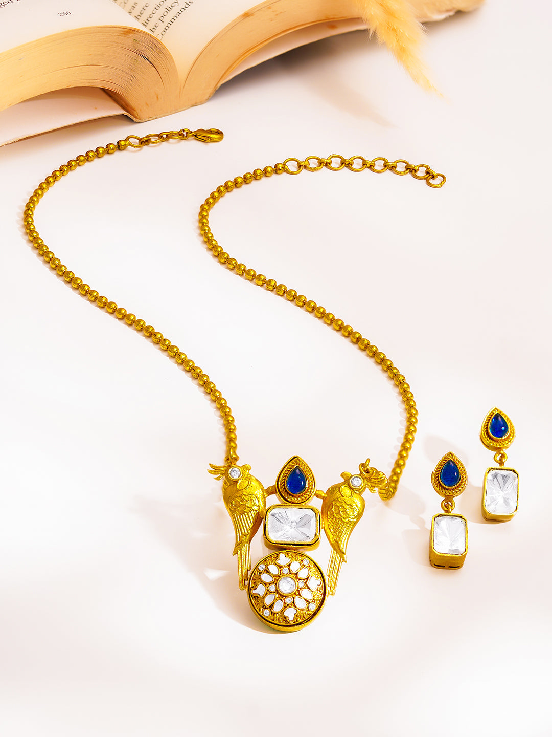 Antique Gold Bird Motif Pendant Set フリーサイズ