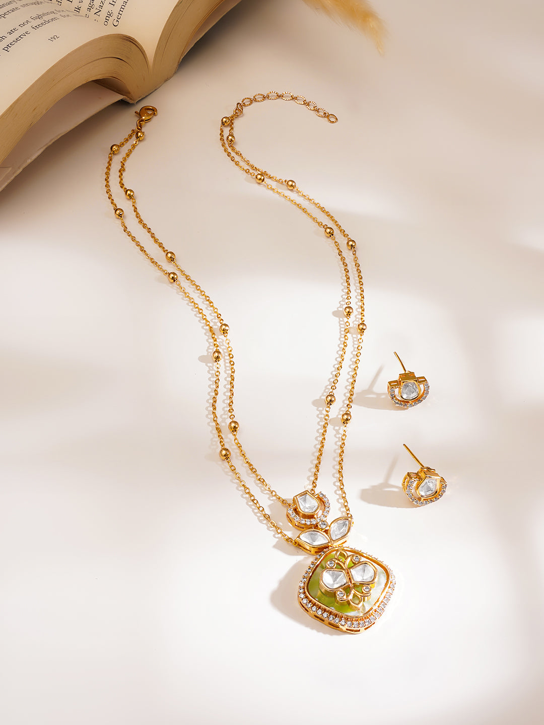 Pastel Enamel Kundan Diamond Pendant Set フリーサイズ