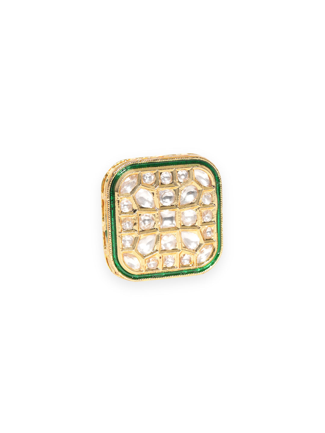 Sculpted Kundan Glow Ring Multi