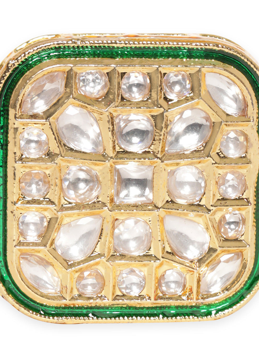 Sculpted Kundan Glow Ring Multi