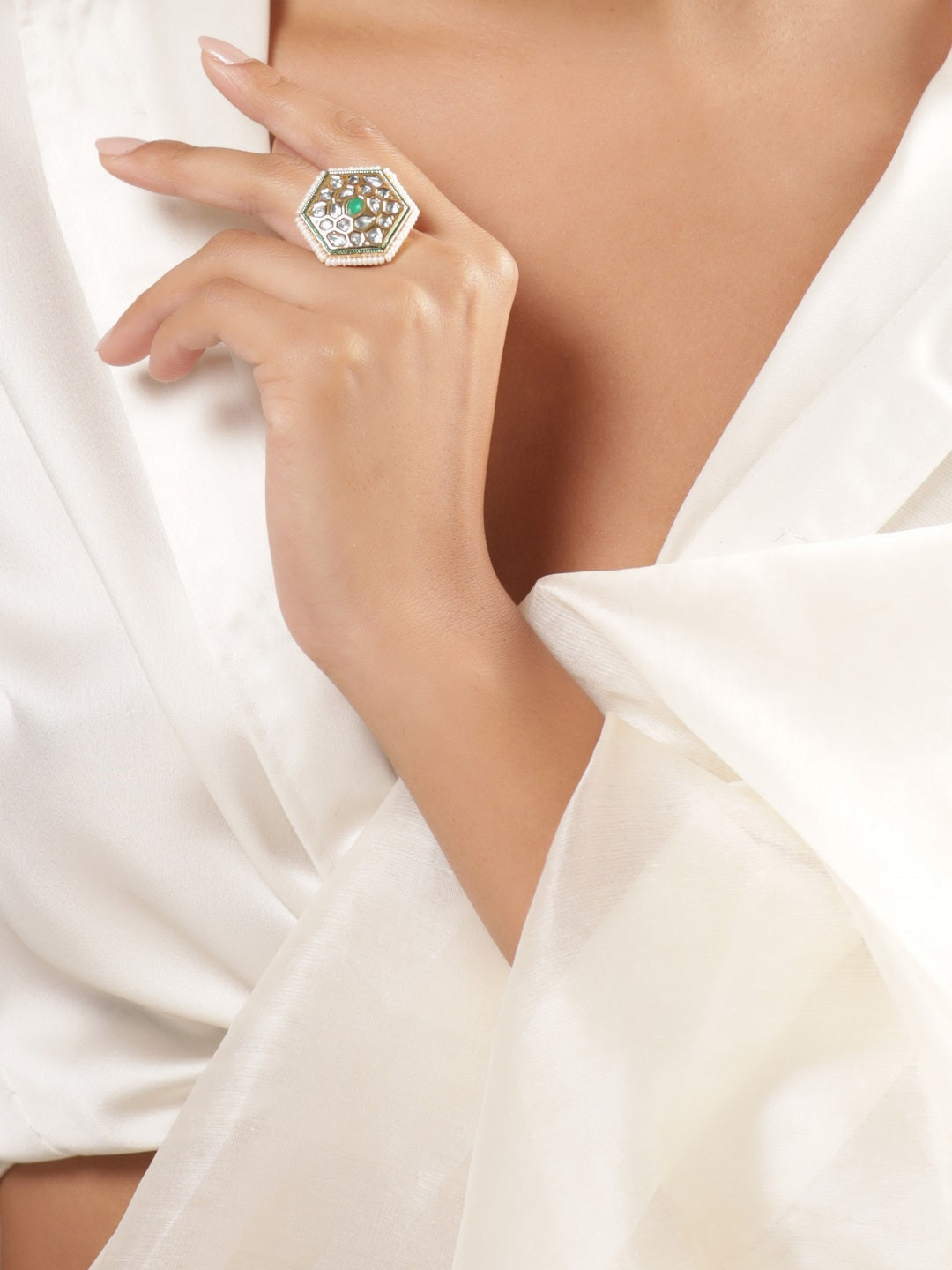Artisan Crafted Green Ring Gold