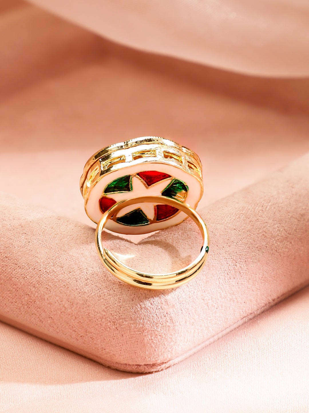 Kundan & American Diamond Zirconia Traditional Ring Gold