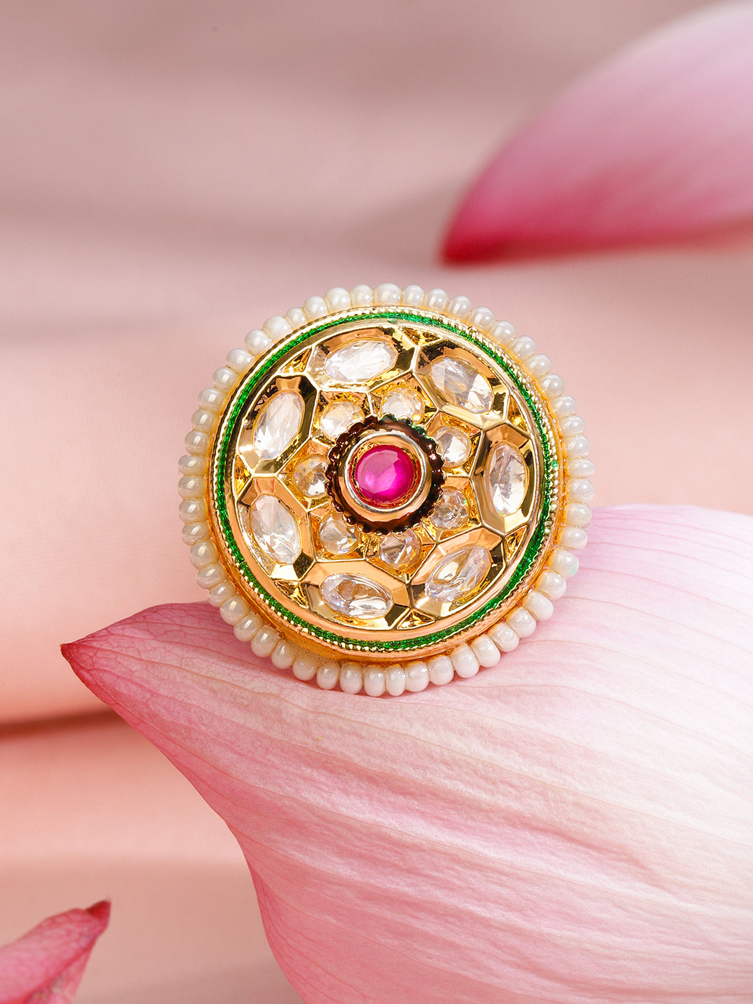 Heritage in Hues Kundan Ring フリーサイズ