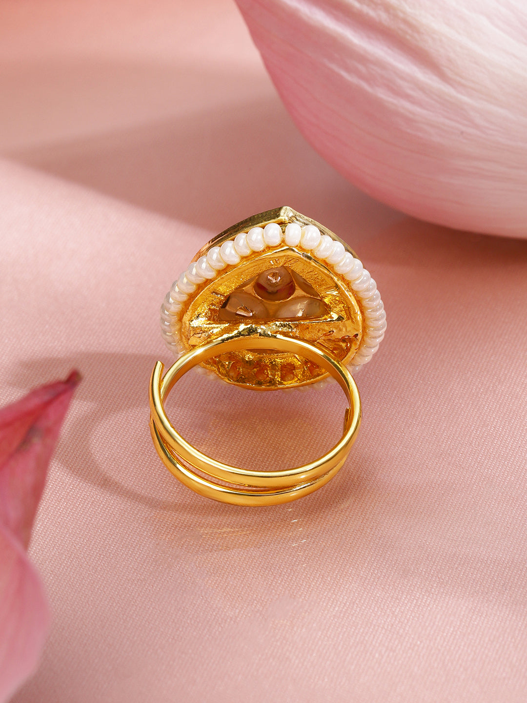 Dreamy Pink Stone Kundan Ring フリーサイズ