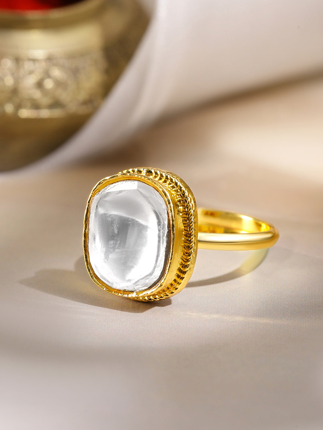 Gleaming Geometry Kundan Ring フリーサイズ