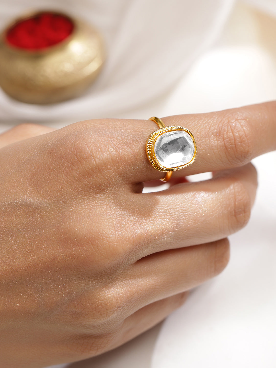 Gleaming Geometry Kundan Ring フリーサイズ