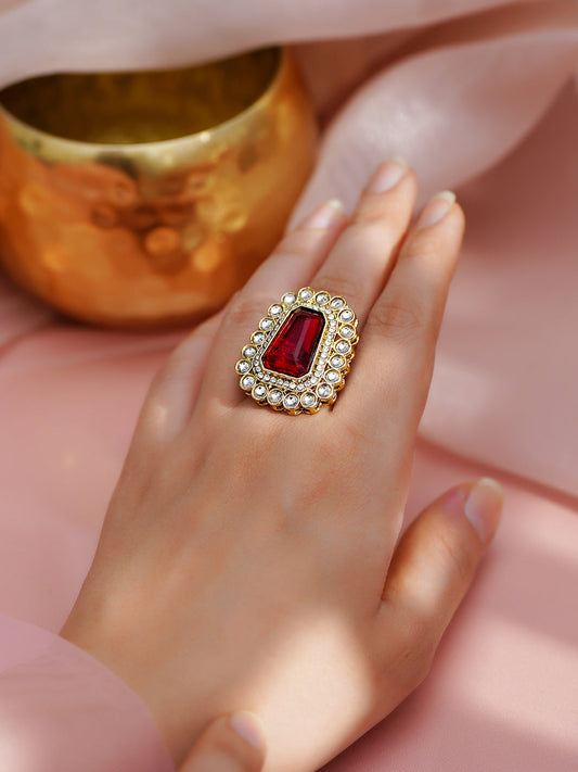 Royal Red Glow Statement Ring フリーサイズ