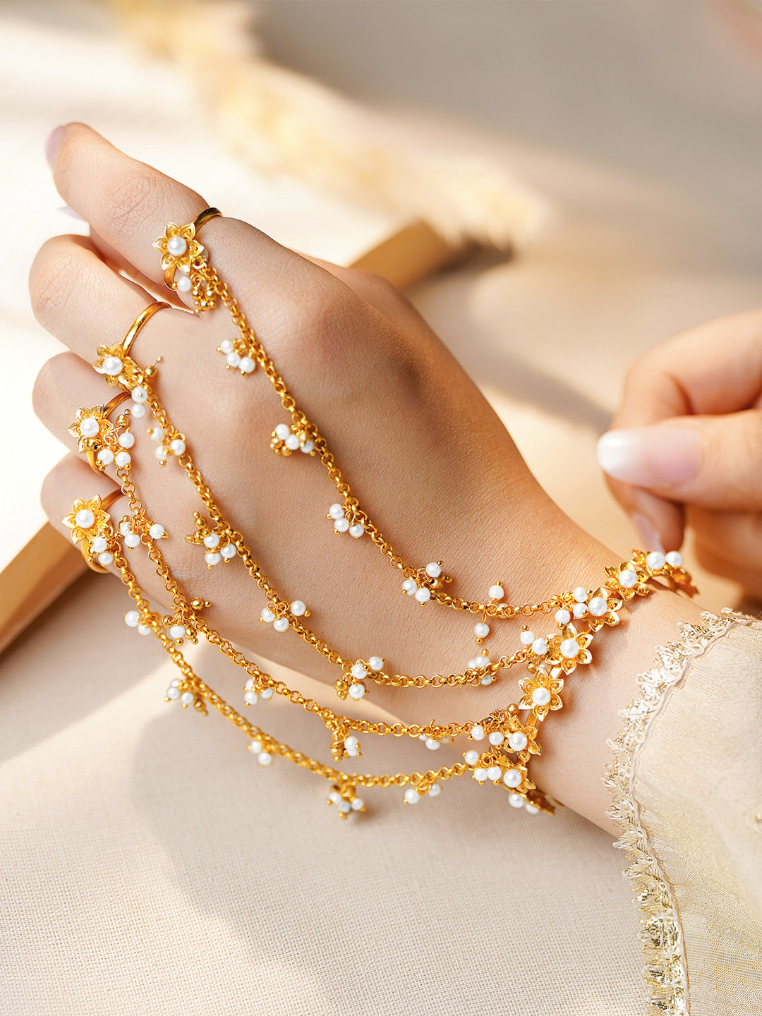Pearl Tassel Haathphool Hand Harness Set フリーサイズ