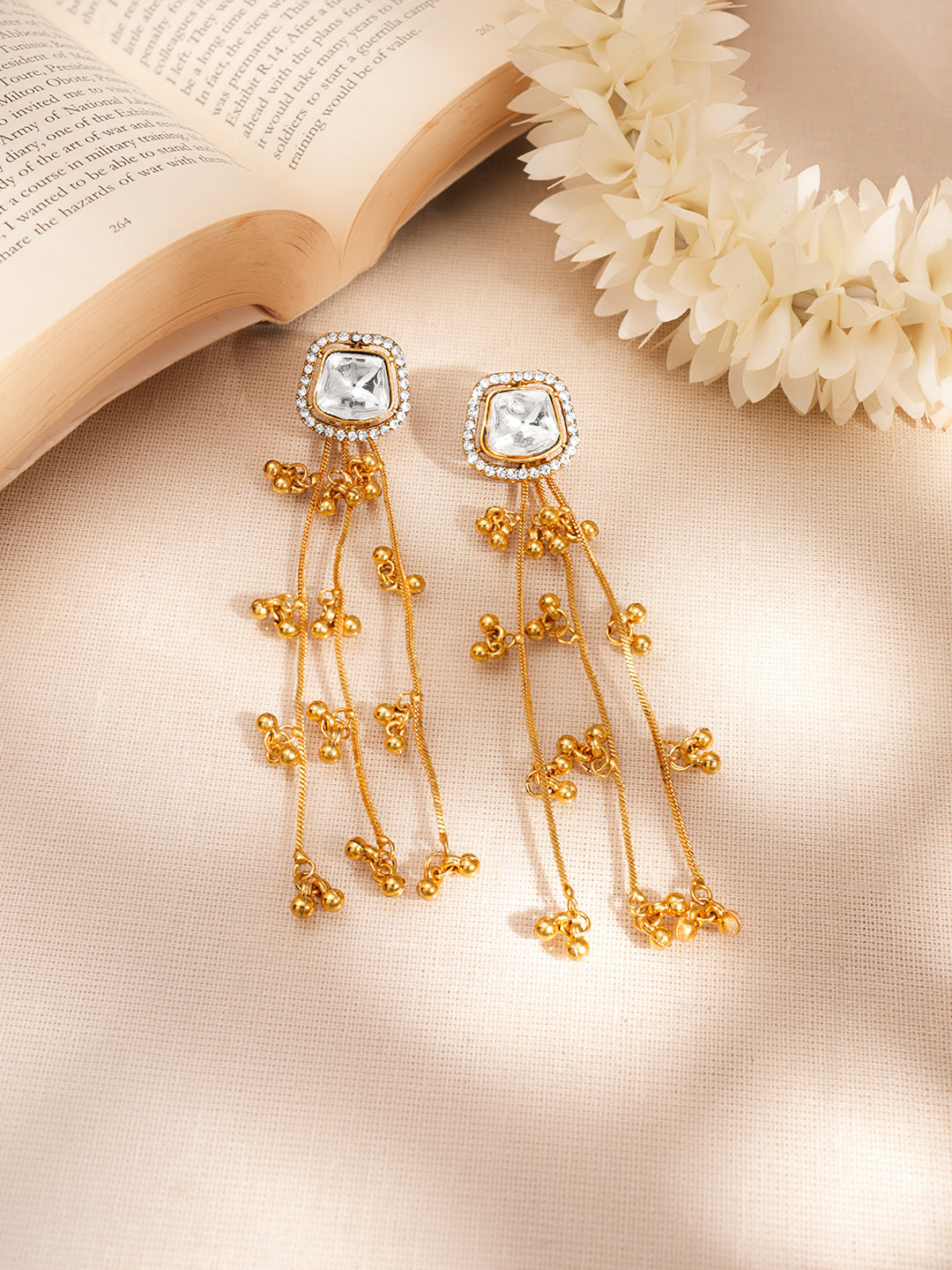 Gold Tassel Chain Drop Dangler Earrings フリーサイズ