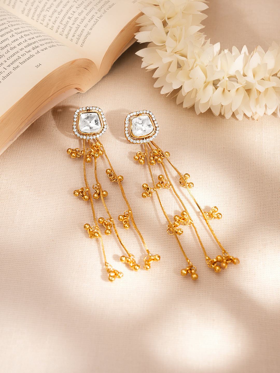 Gold Tassel Chain Drop Dangler Earrings フリーサイズ