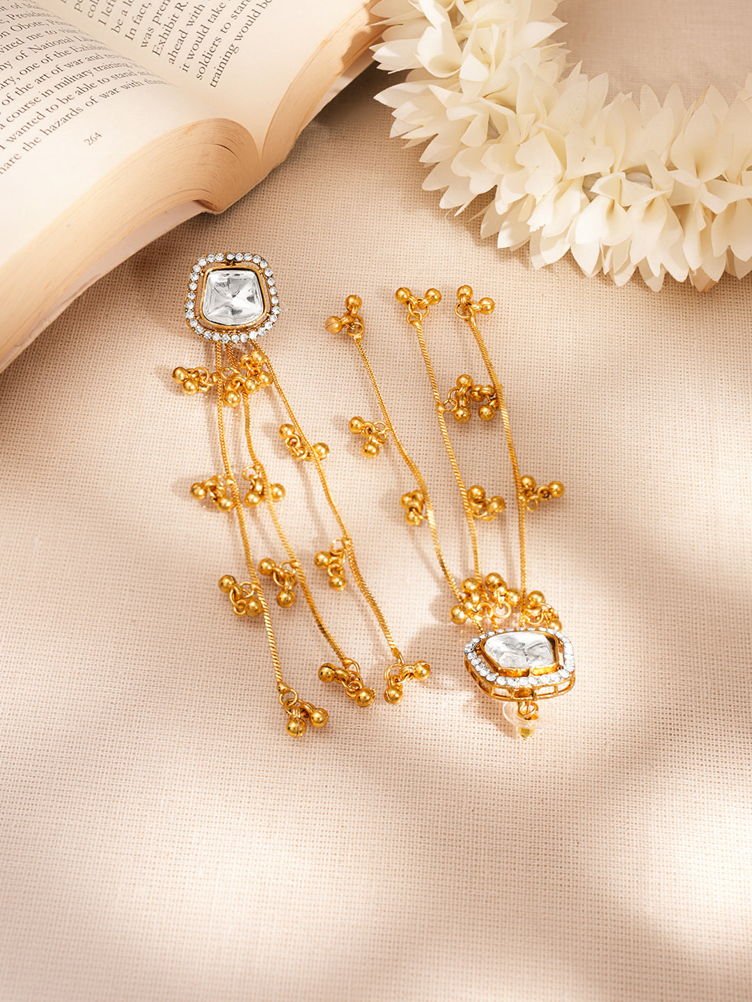 Gold Tassel Chain Drop Dangler Earrings フリーサイズ
