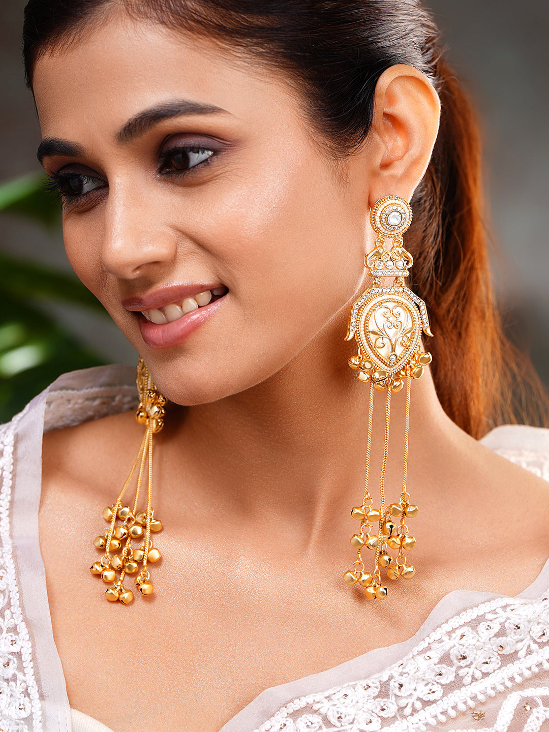 Gold Tone Ghungroo Tassel Dangler Earrings フリーサイズ