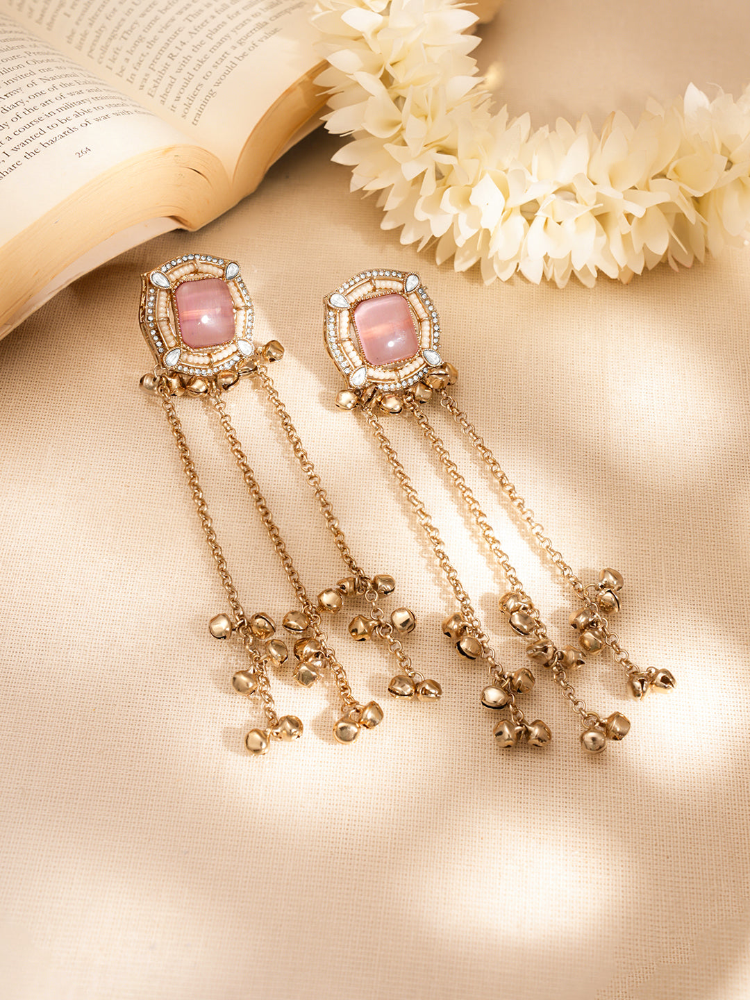 Pink Gemstone Multi-Chain Tassel Dangler フリーサイズ