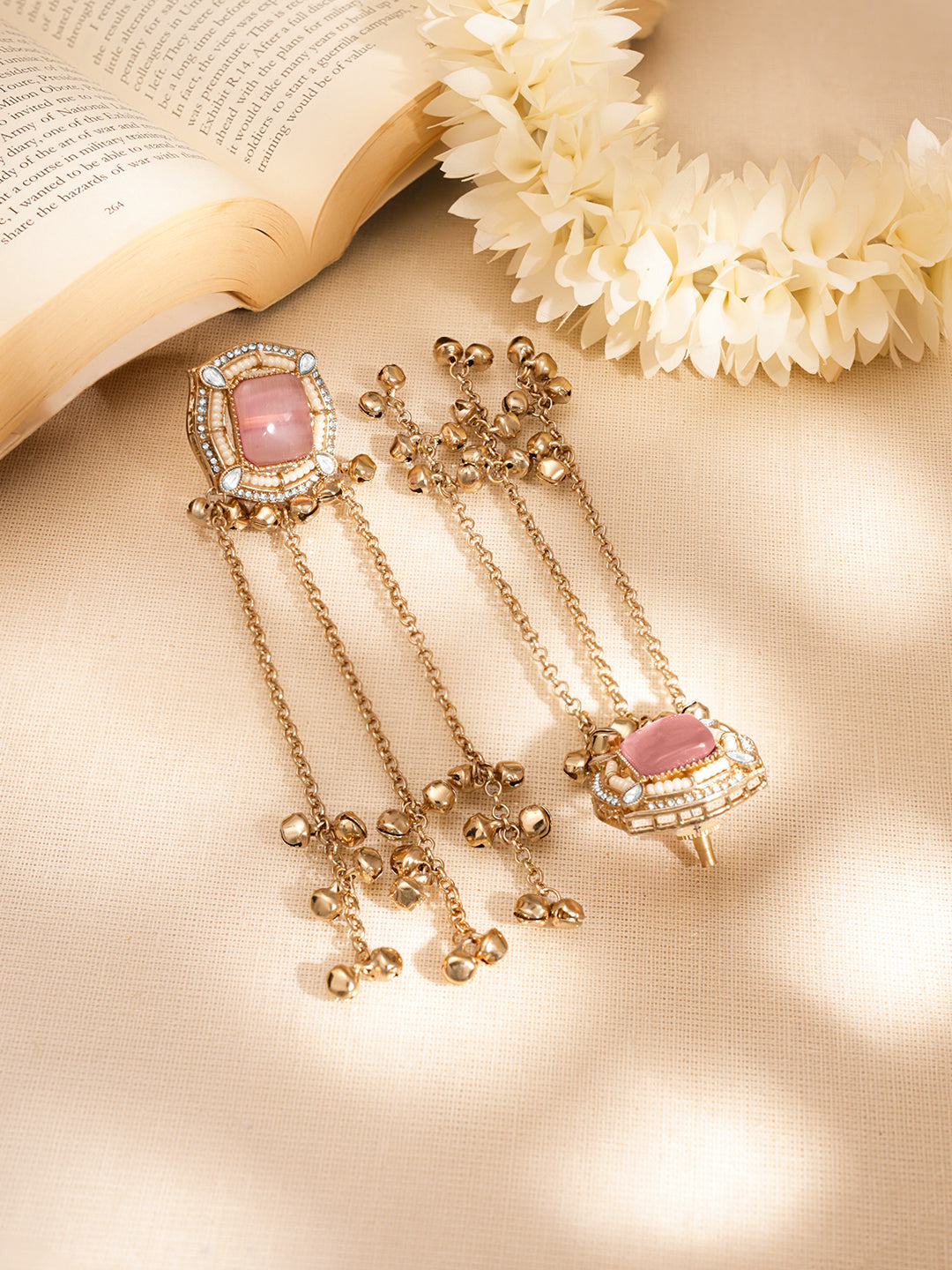 Pink Gemstone Multi-Chain Tassel Dangler フリーサイズ
