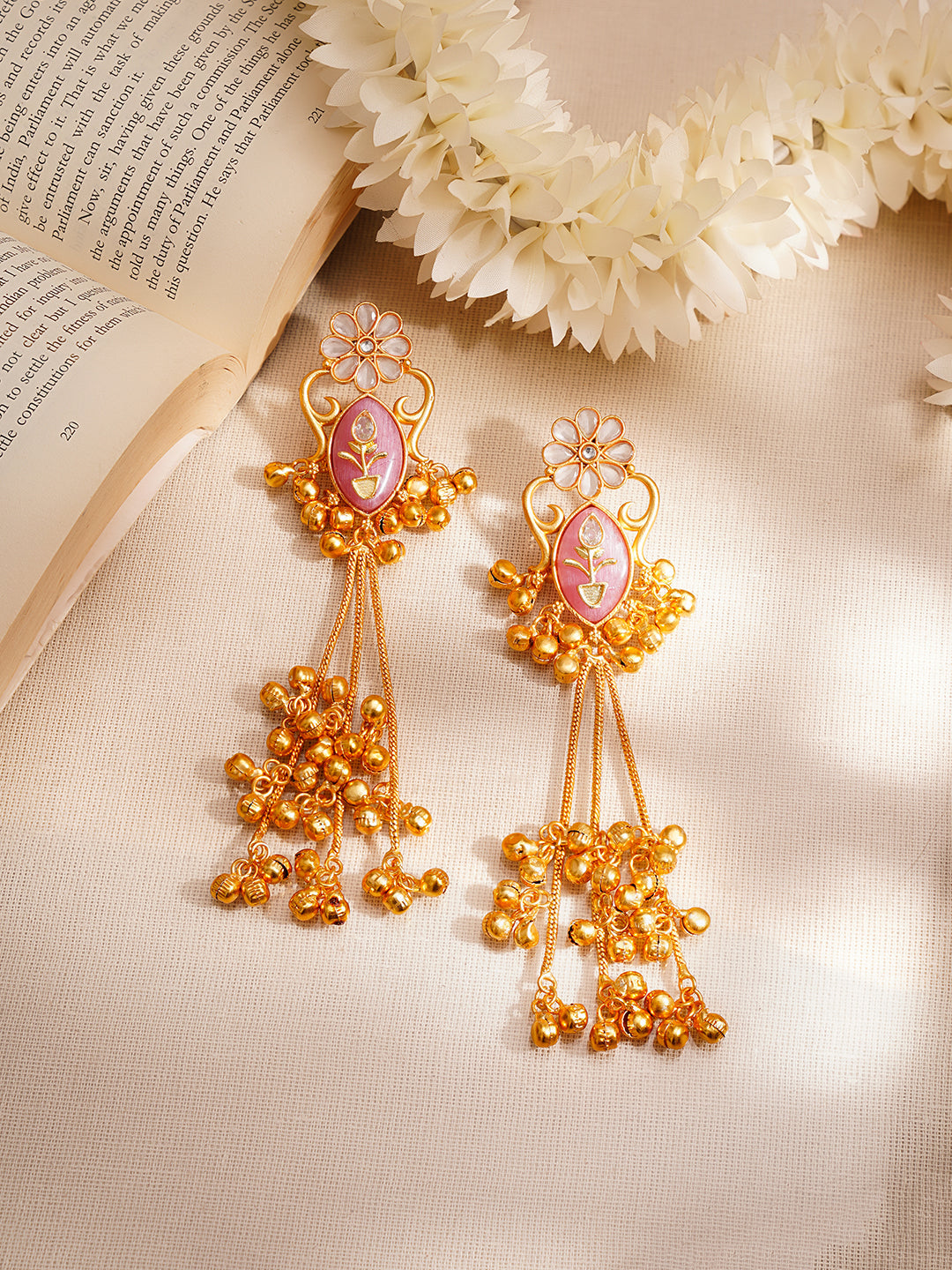 Pink Muse Statement Tassel Earrings Length - 13 cm