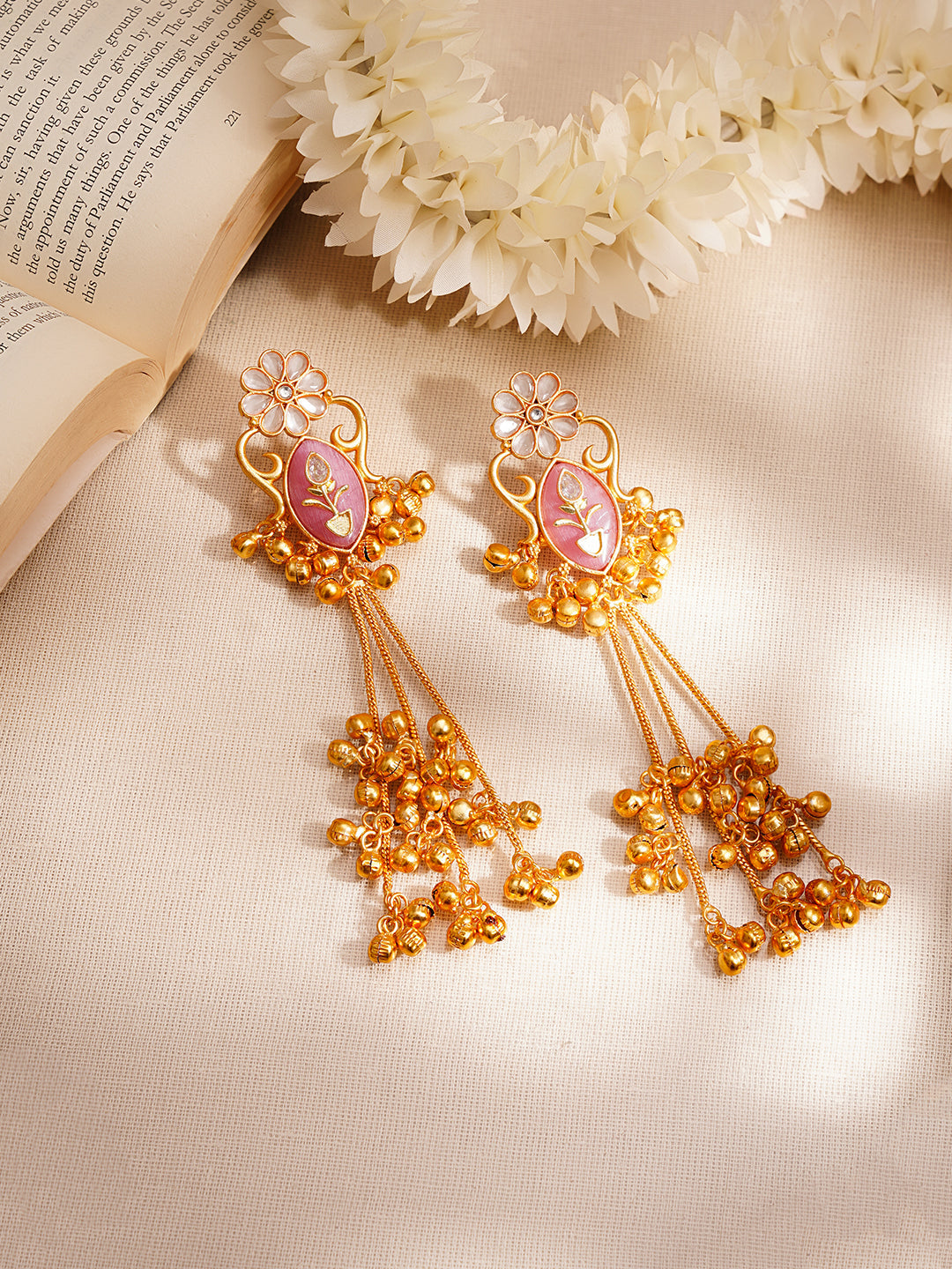 Pink Muse Statement Tassel Earrings Length - 13 cm