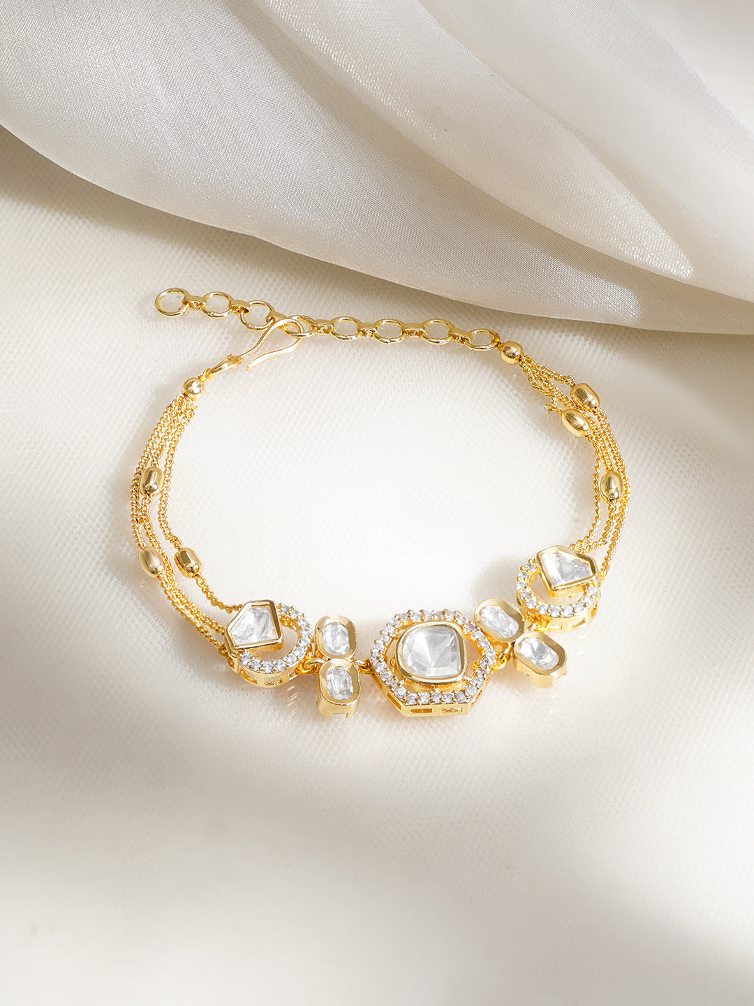 Golden Whisper Kundan Charm Bracelet フリーサイズ