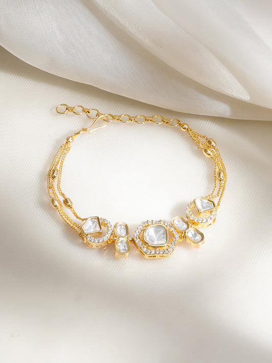 Golden Whisper Kundan Charm Bracelet フリーサイズ