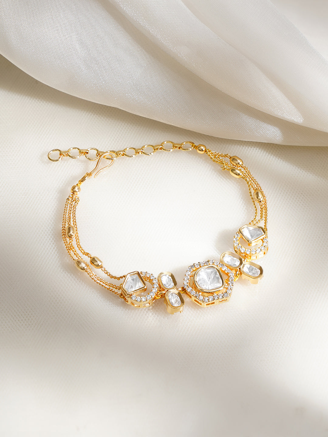 Golden Whisper Kundan Charm Bracelet フリーサイズ
