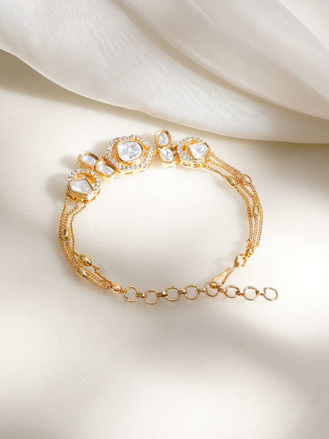 Golden Whisper Kundan Charm Bracelet フリーサイズ
