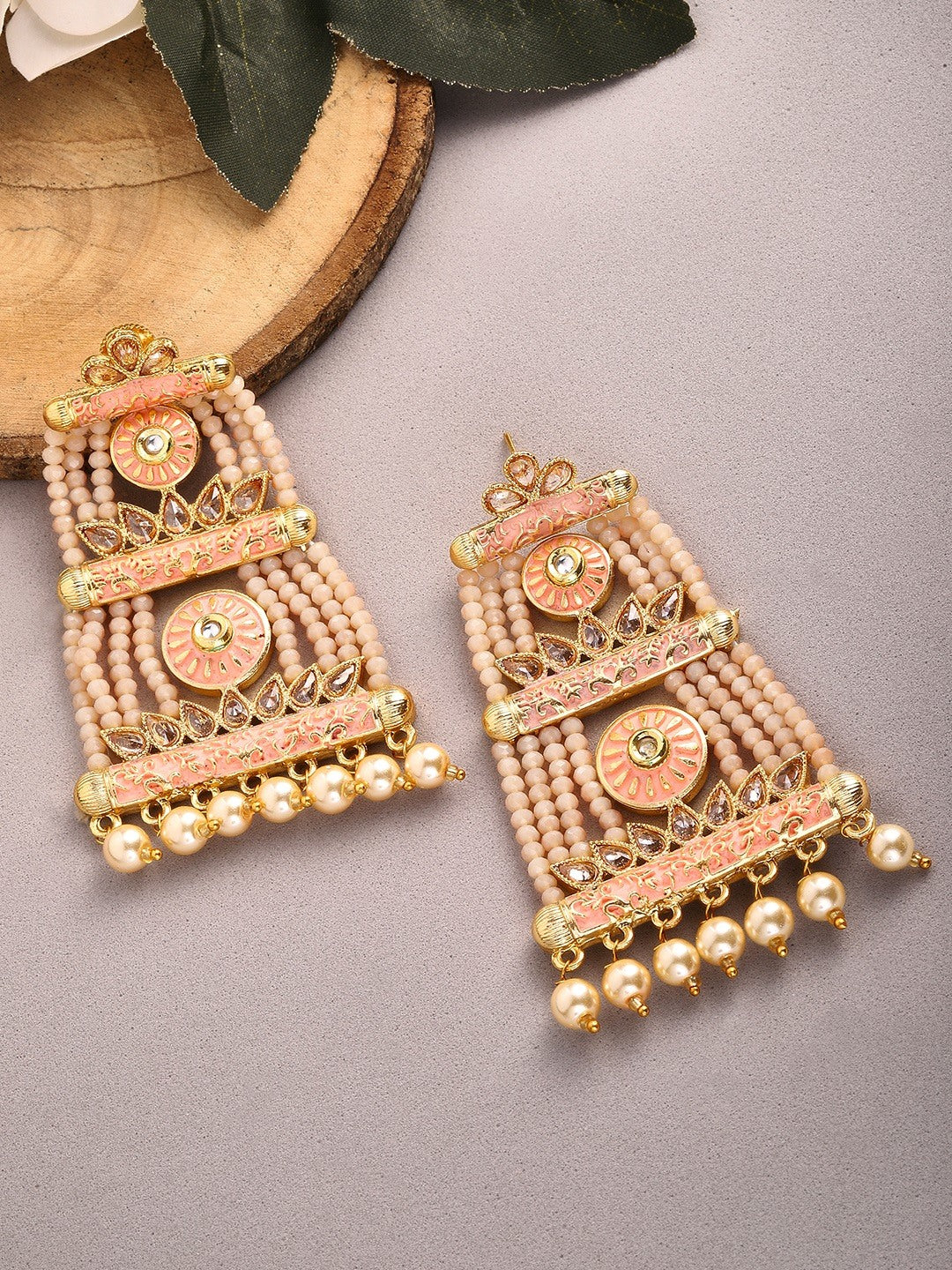 Rubans 24K Gold Plated Handcrafted Pastel Color Drop Earrings Gold