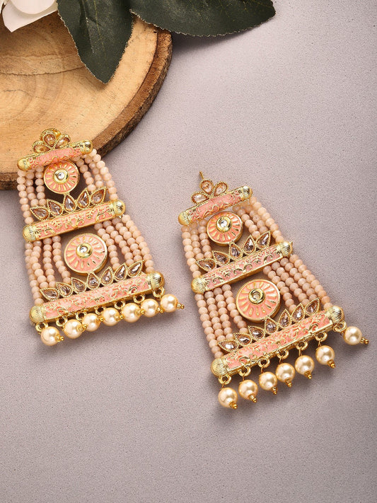 Rubans 24K Gold Plated Handcrafted Pastel Color Drop Earrings Gold