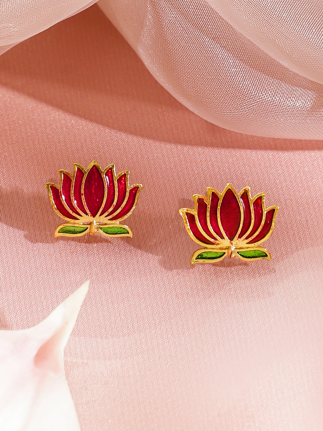 Green-Pink Divine Lotus Golden Necklace Set フリーサイズ