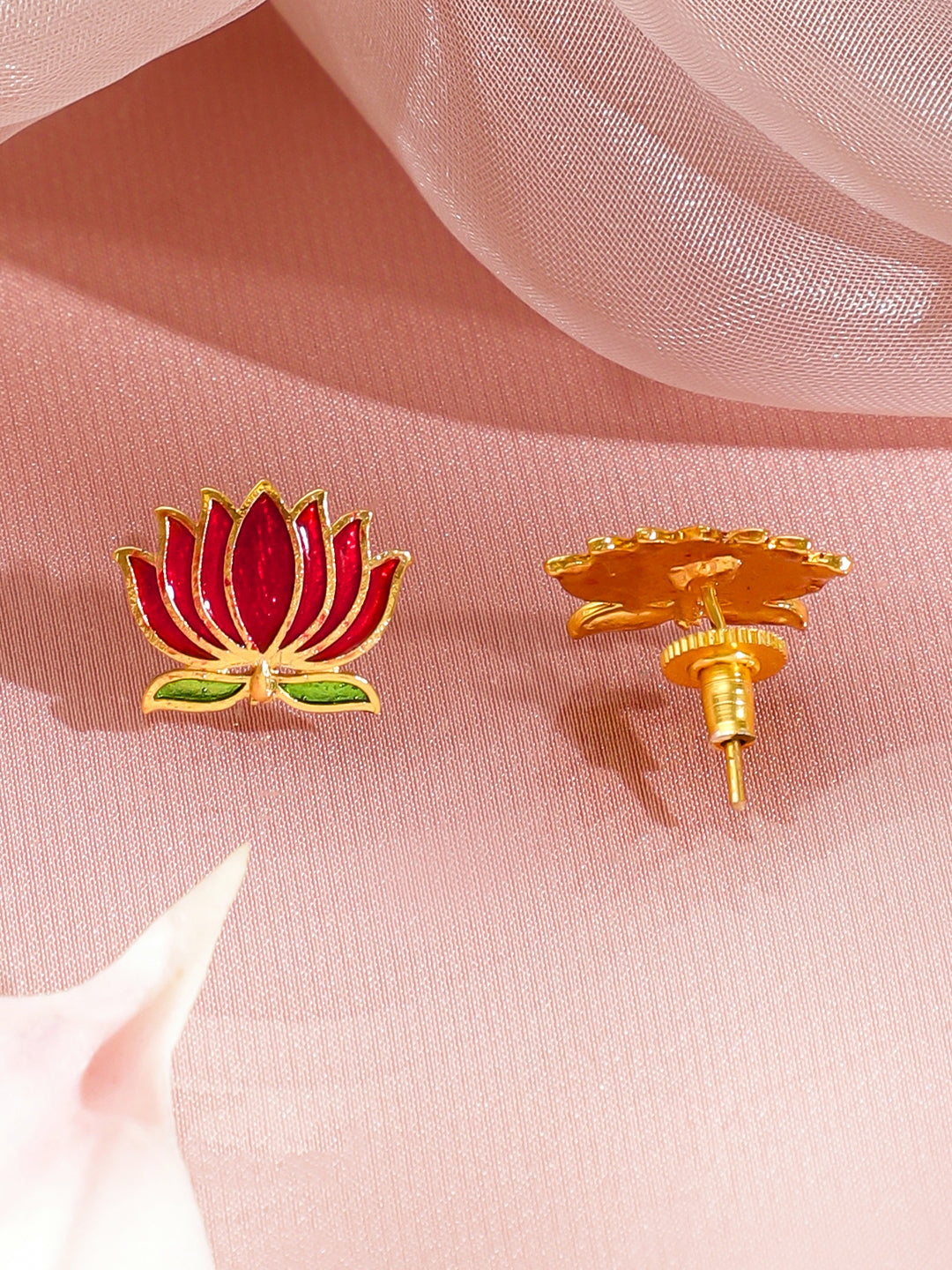 Green-Pink Divine Lotus Golden Necklace Set フリーサイズ