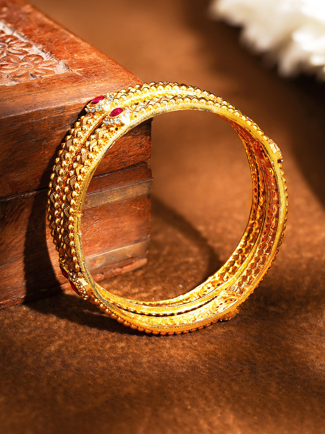 Golden Grace Ruby Touch Bangle Set of 2 2.4 - Small