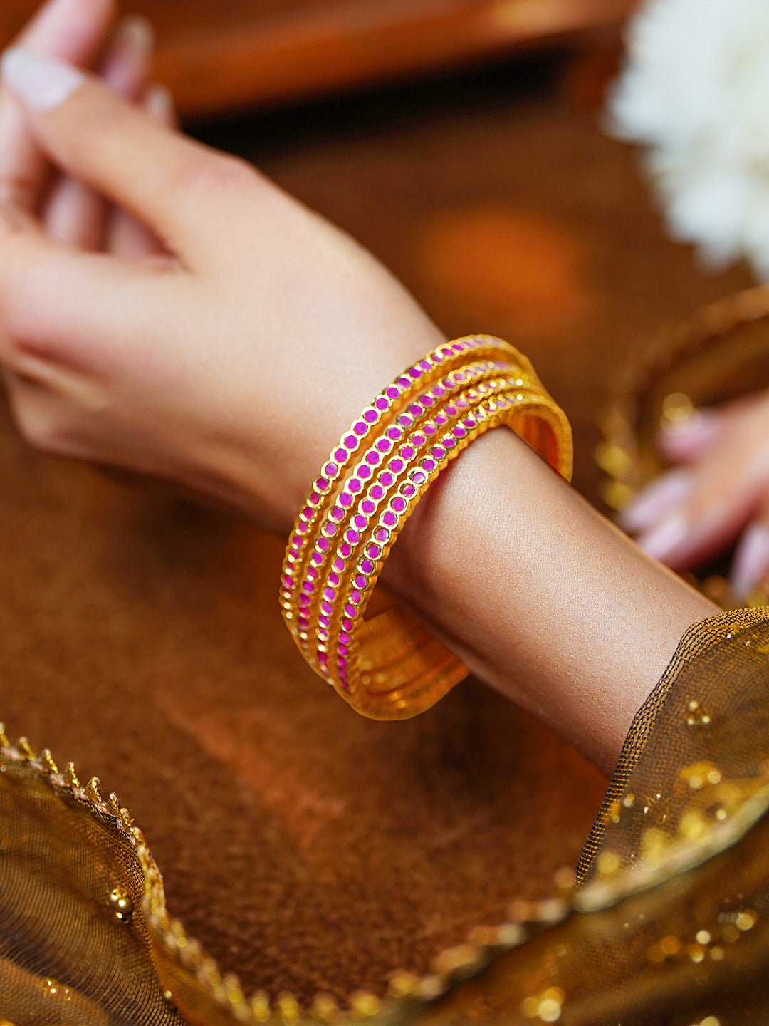 Ruby Glow Celebration Bangles 2.4 - Small