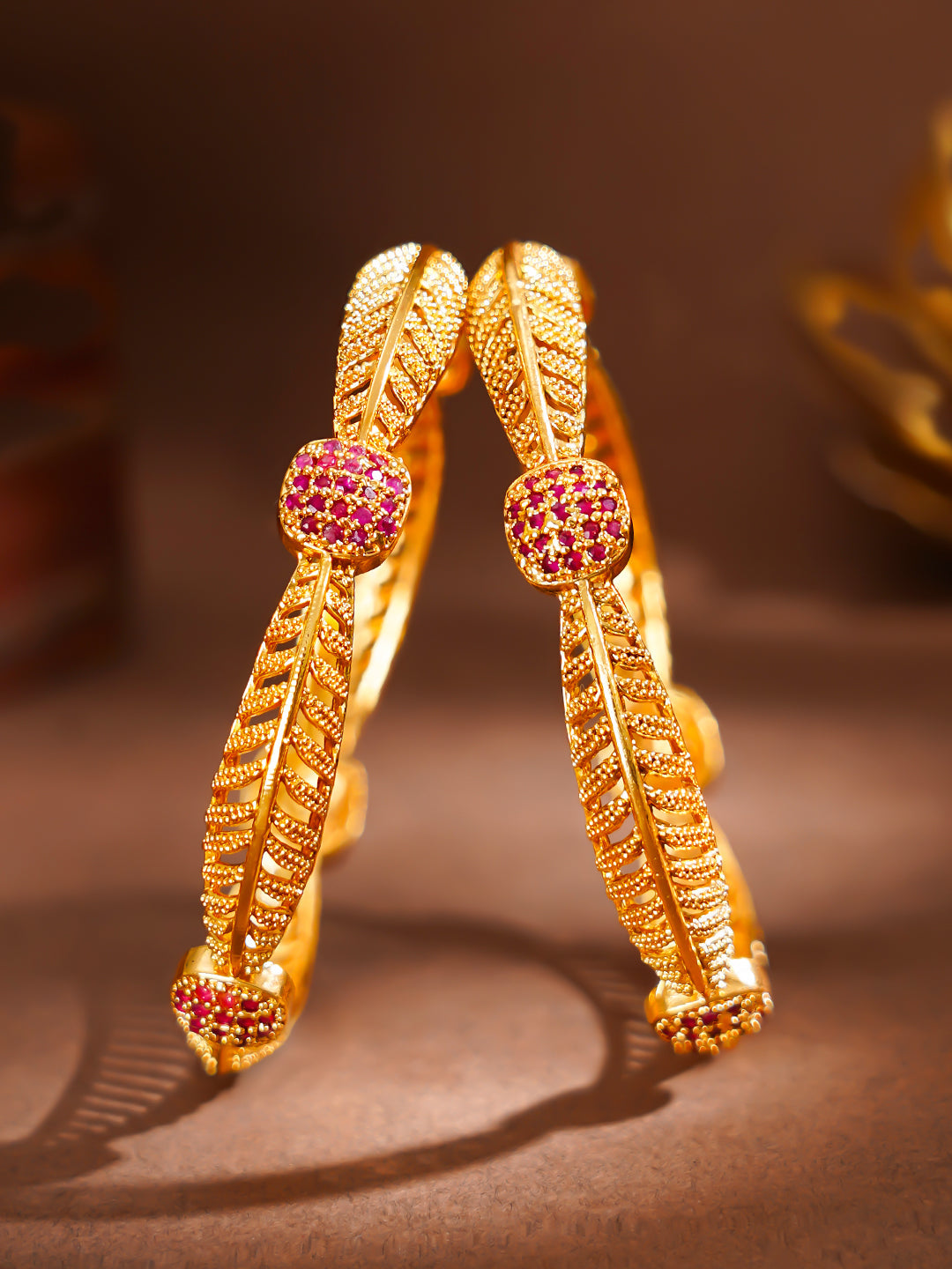Festive Bloom Gold Plated Bangles 2.4 - Small