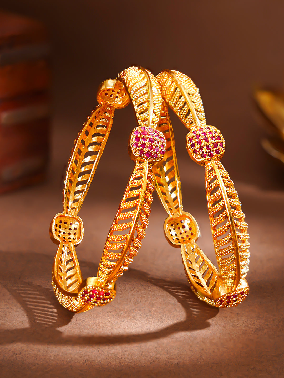 Festive Bloom Gold Plated Bangles 2.4 - Small