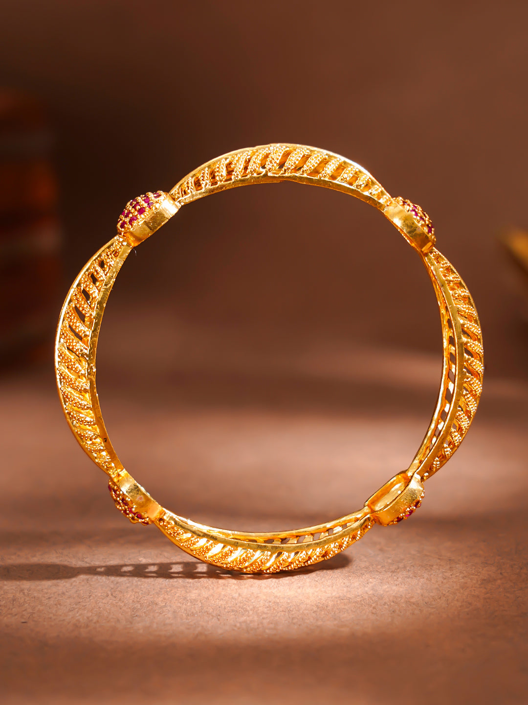 Festive Bloom Gold Plated Bangles 2.4 - Small
