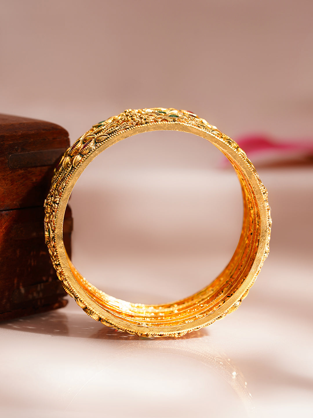 Heritage Floral Gold Statement Bangles 2.4 - Small
