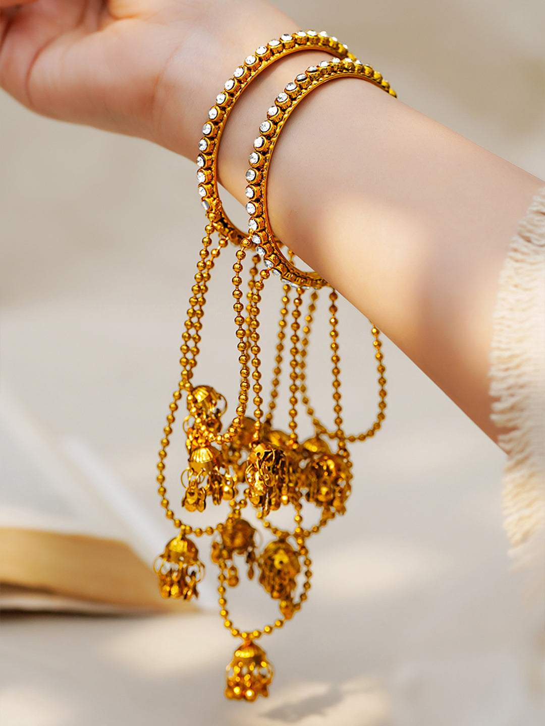 Golden Ghungroo Celebration Bangle Set Length - 2.8"