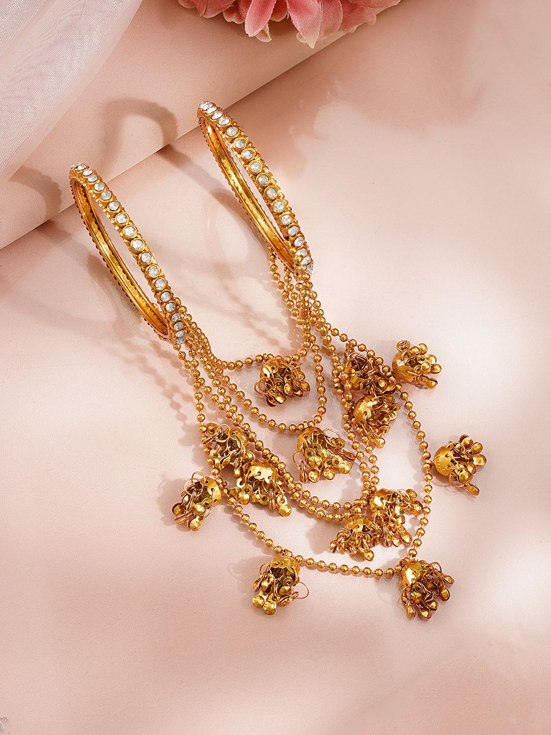 Golden Ghungroo Celebration Bangle Set Length - 2.8"